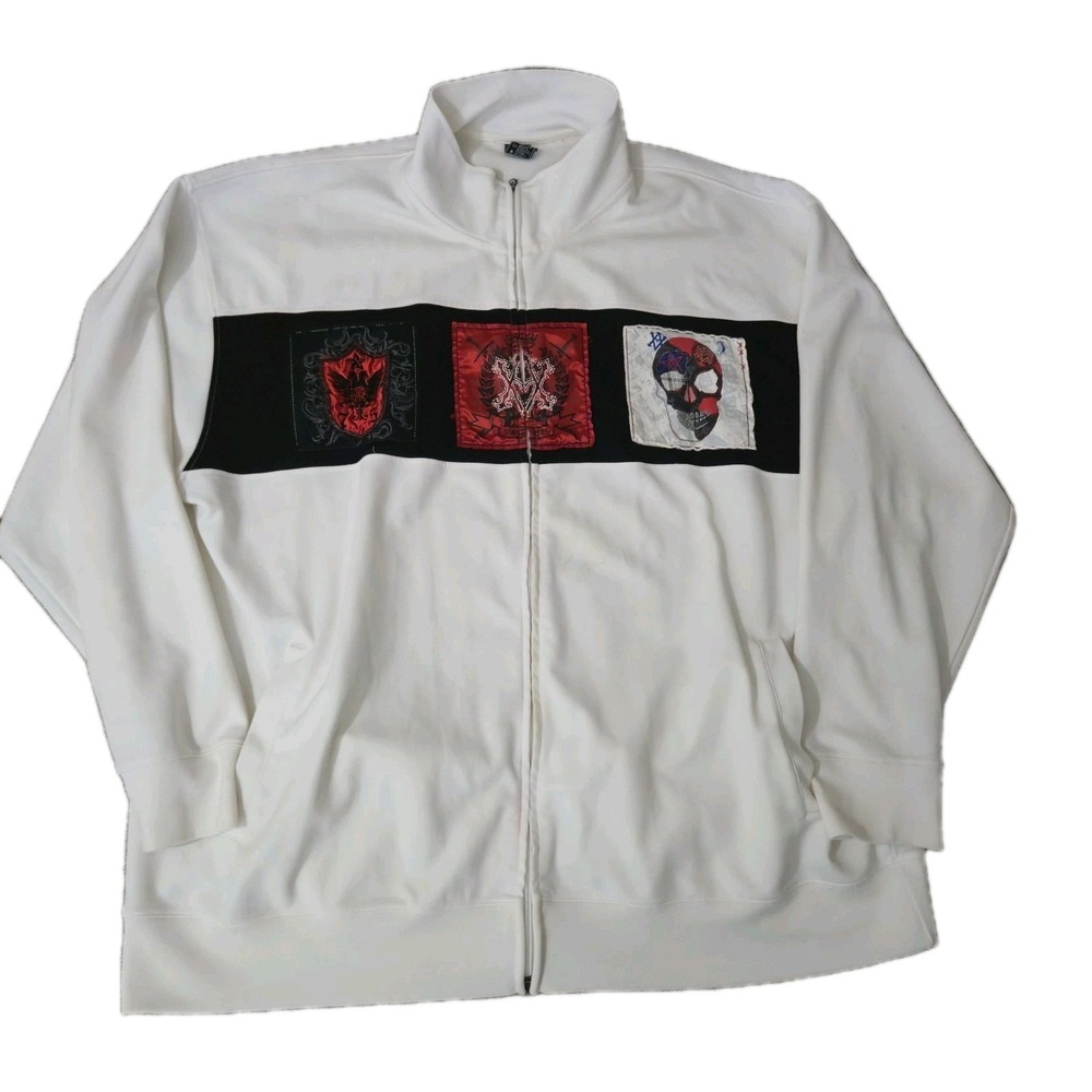 Avirex Y2K Track Jacket White Mens Size 4XL Older Brother Core Skull 2000s